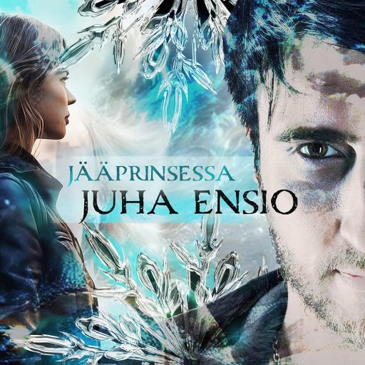 Juhe Ensio, eli Juha Lammisen singlen kannessa on jäisiä lumihiutaielita ja taustalla naishahmo.