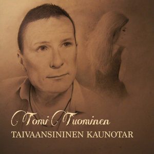 tomi_tuominen_taivaans_cds24media Tomi Tuominen, Taivaansininen kaunotar -singlen kannessa ruskeansävyinen piirroskuva Tomista.